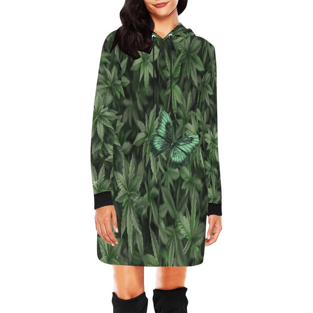 ALIM4U- Marijuana Trees Women's All Over Print Hoodie Mini Dress(Model H27)