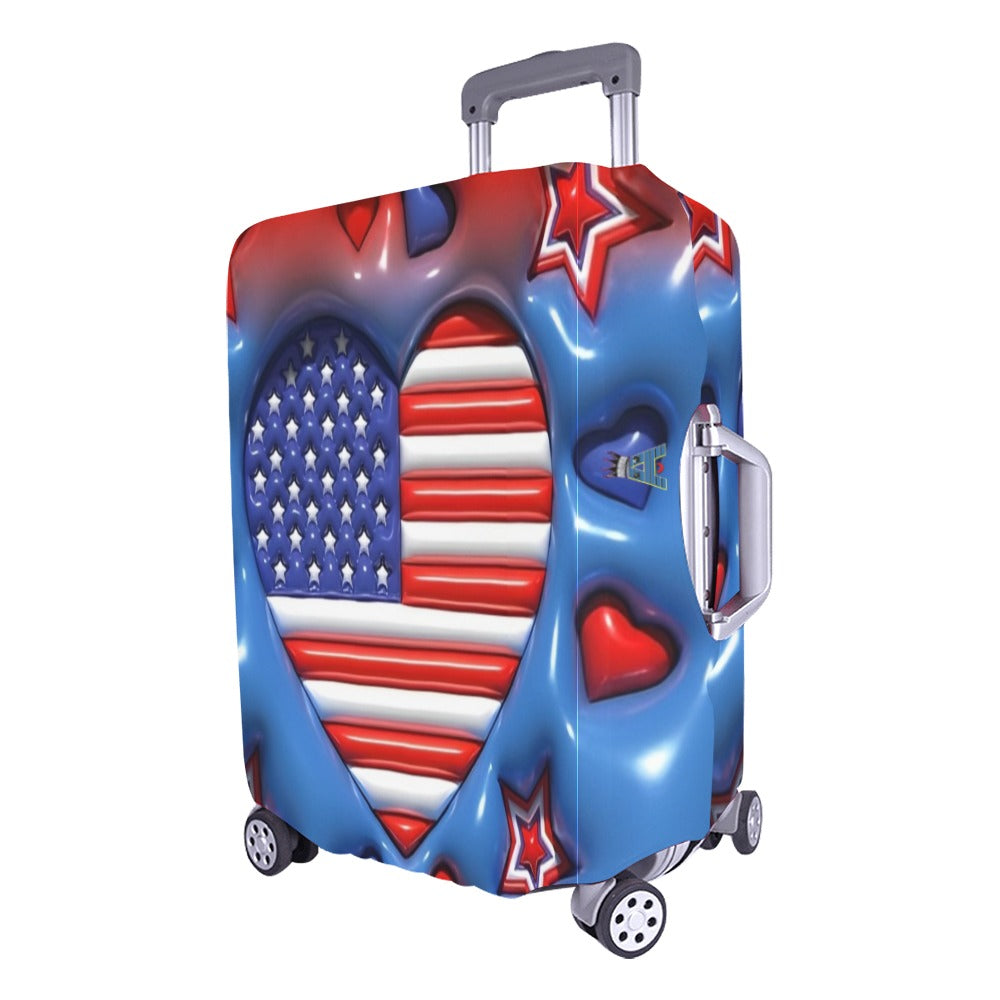 ALIM4U- American Flag Shaped as a Heart Luggage Cover (Large Size) (26"-28")