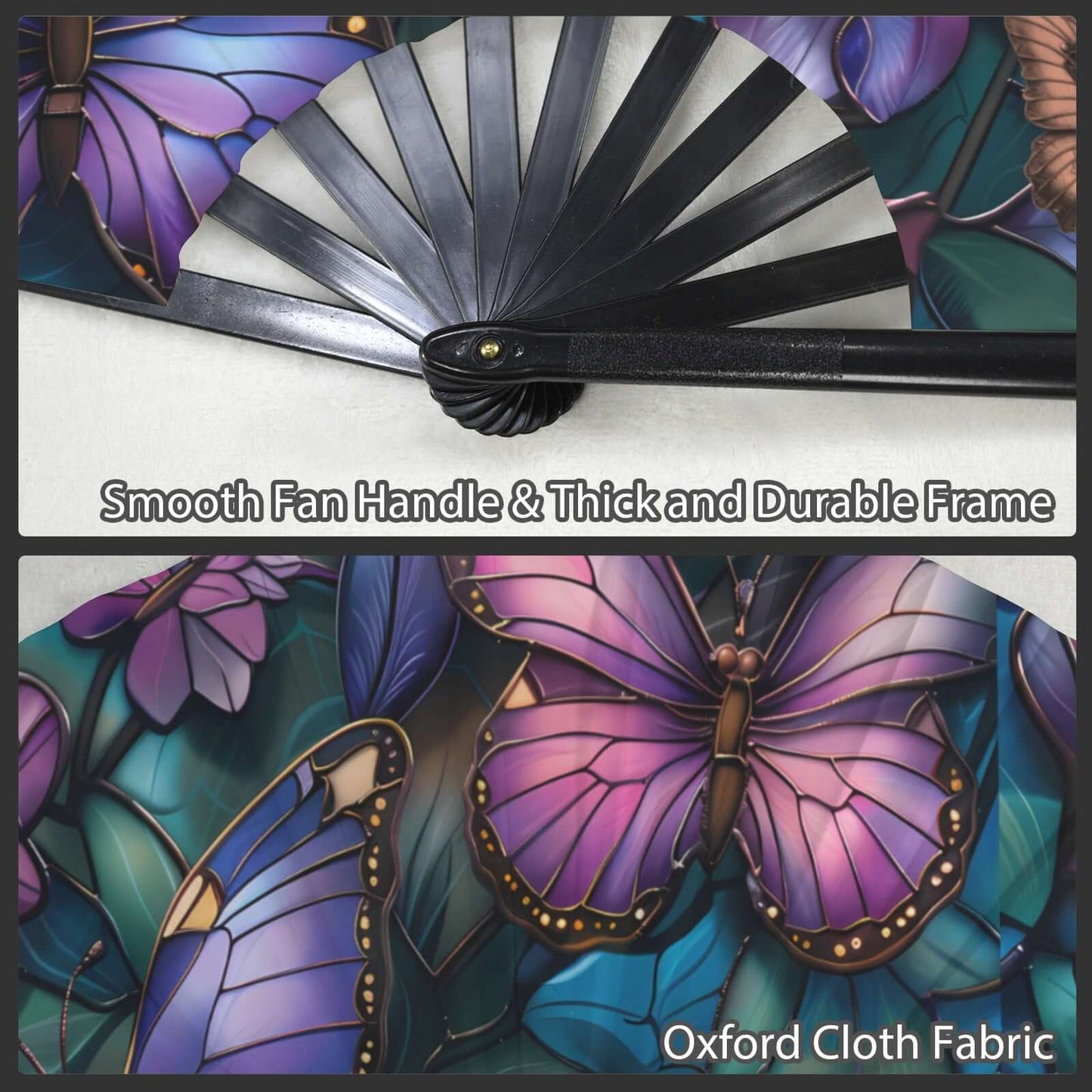 Clack Fan 0004 Multi-Colored Floral Butterflies Black Women Images