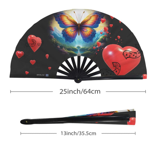 Folding Clack Fan 055 multi colored floral butterflies