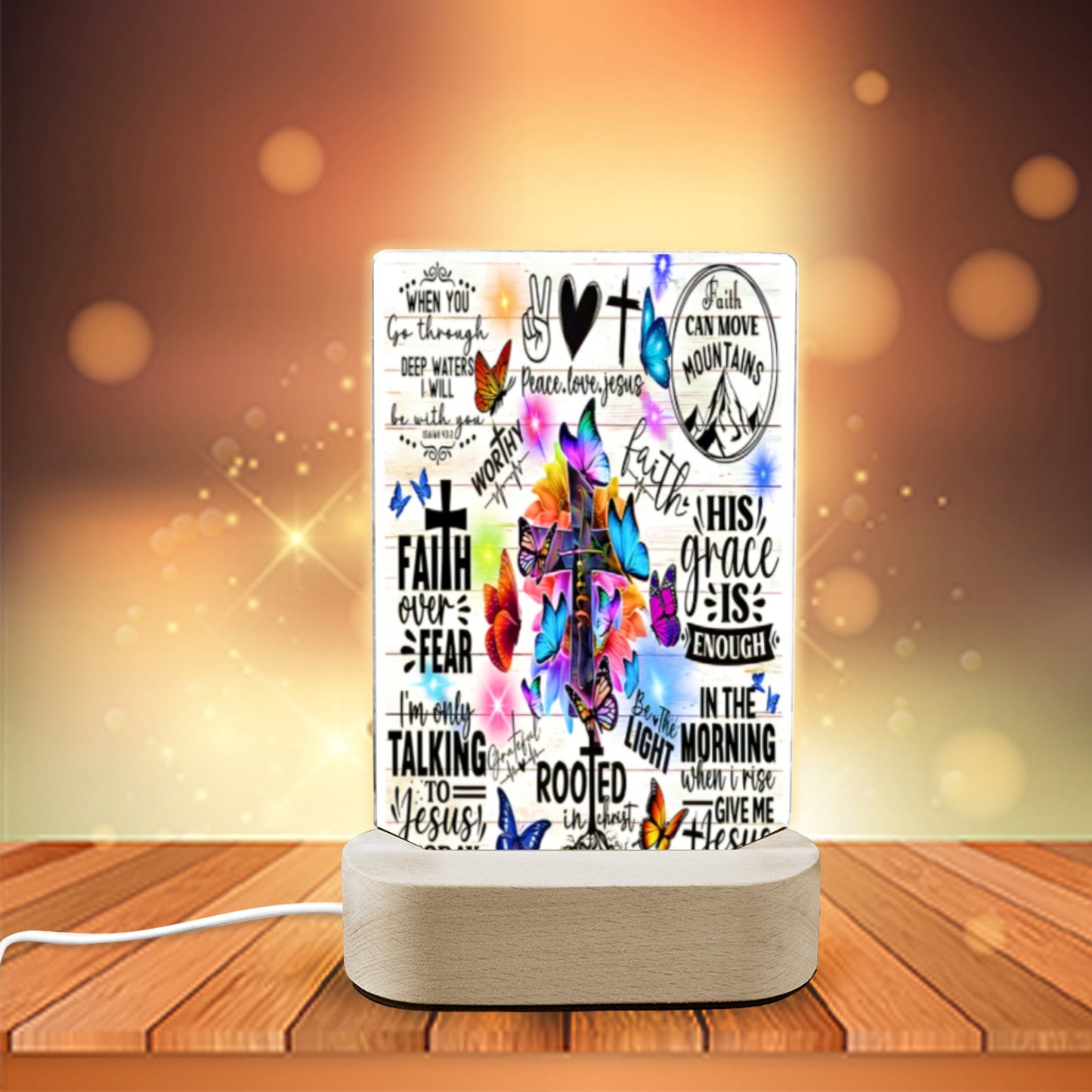 ALIM4U- Faith 3 Acrylic Photo Panel with Lighted Stand (Made in Queens)