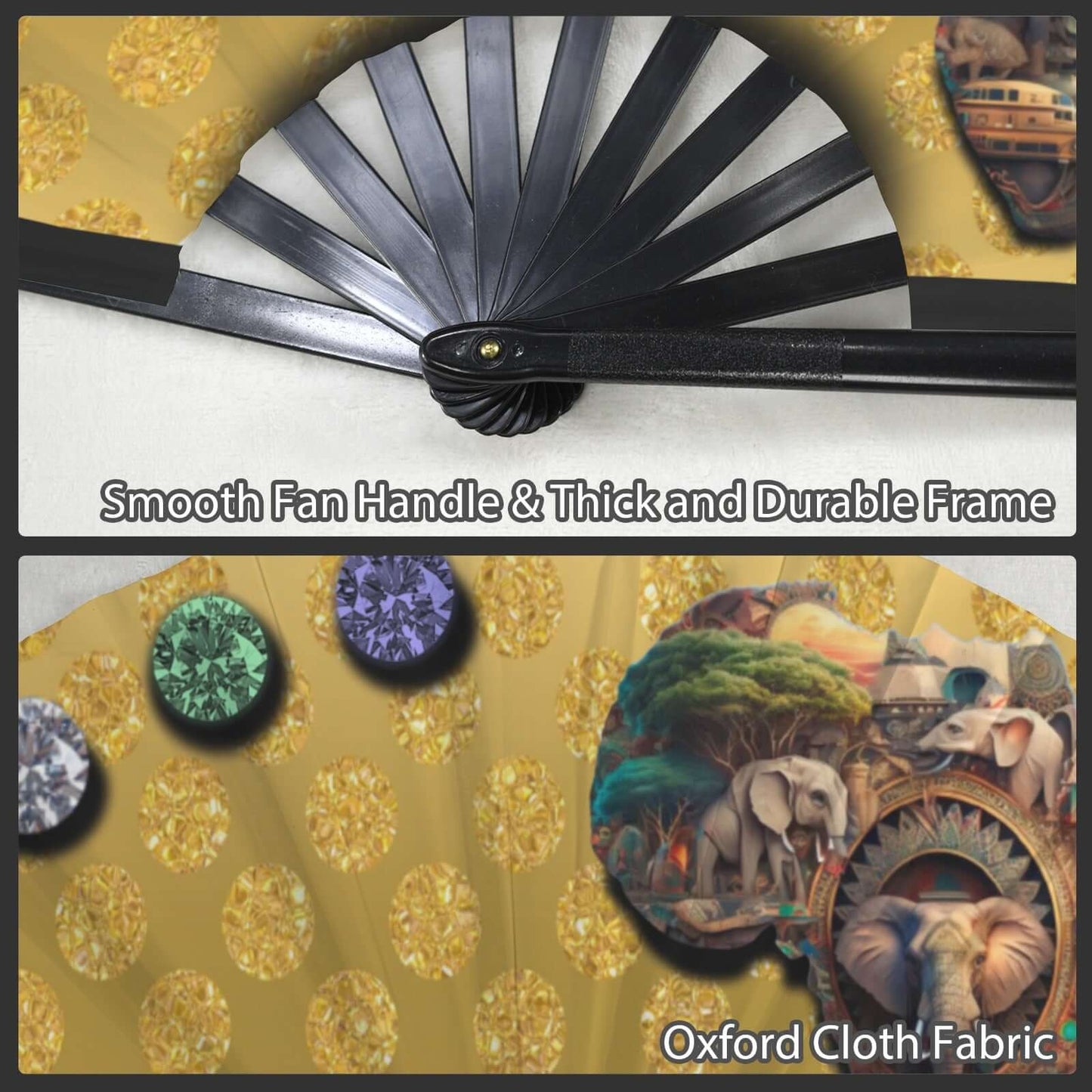 Folding Clack Fan 58 Multi Colored Floral Butterflies Design