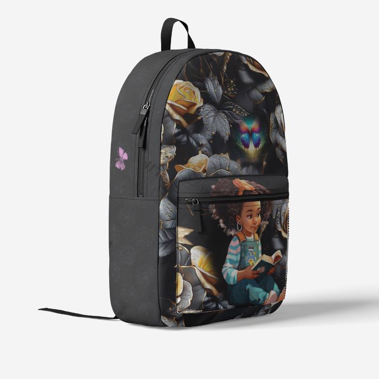 ALIM4U "Black Rose" Retro Colorful Print Trendy Backpack