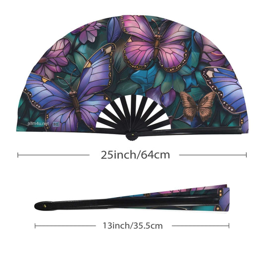 Clack Fan 0004 Multi-Colored Floral Butterflies Black Women Images
