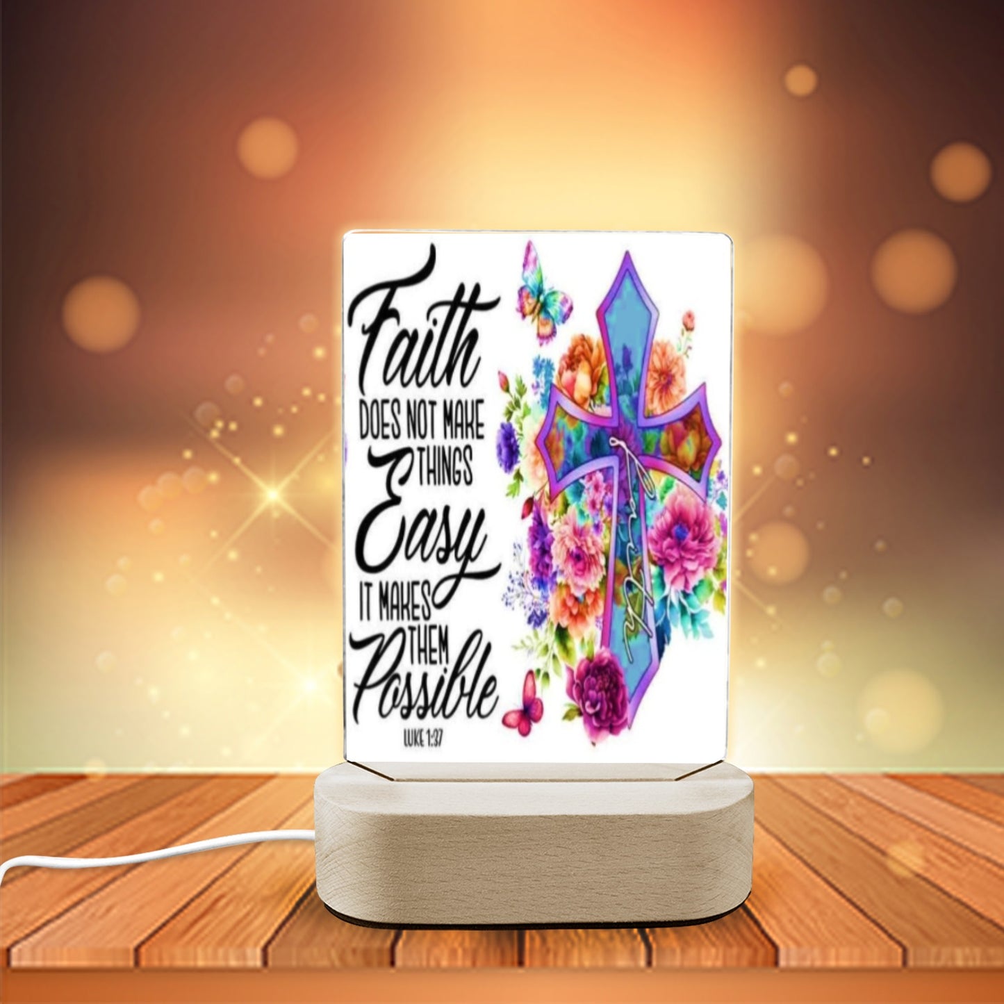 ALIM4U- Faith 1 Acrylic Photo Panel with Lighted Stand (Made in Queens)