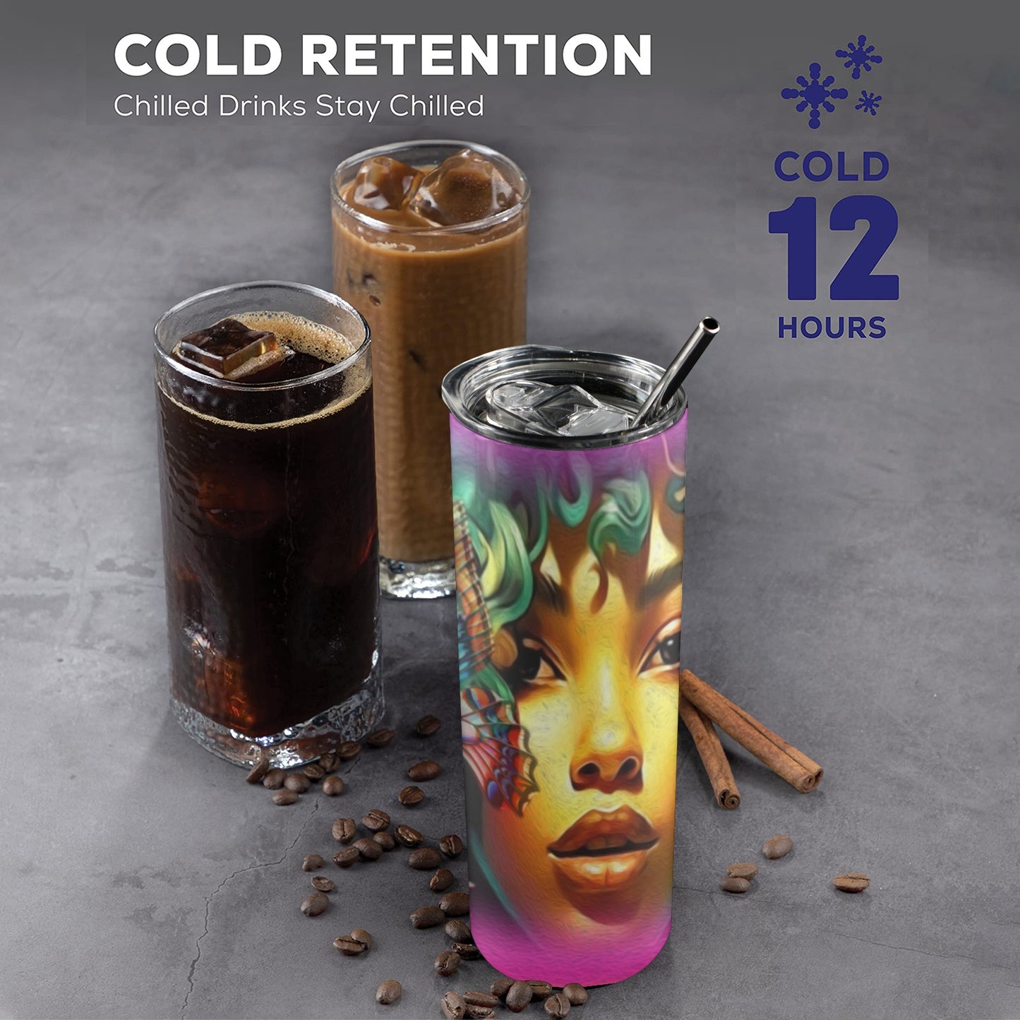 ALIM4U- A131 Drinking Cup 20 oz 20oz Tall Skinny Tumbler with Lid and Straw