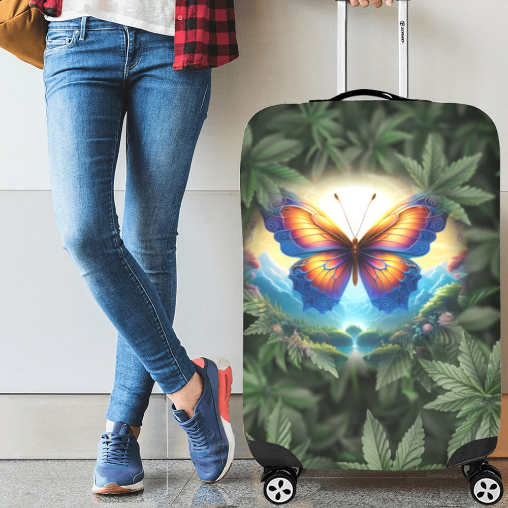 ALIM4U- Butterfly and Cannabis Luggage Cover (Large Size) (26"-28")
