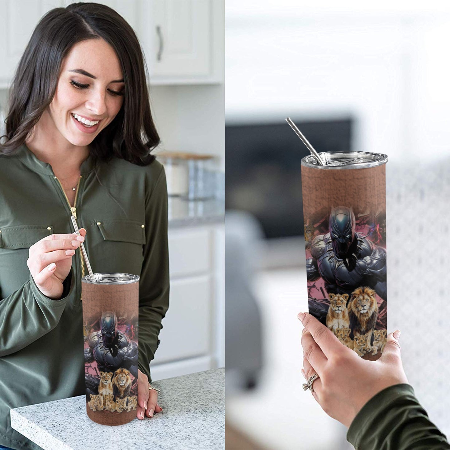 ALIM4U- A14 Drinking Cup 20 oz 20oz Tall Skinny Tumbler with Lid and Straw