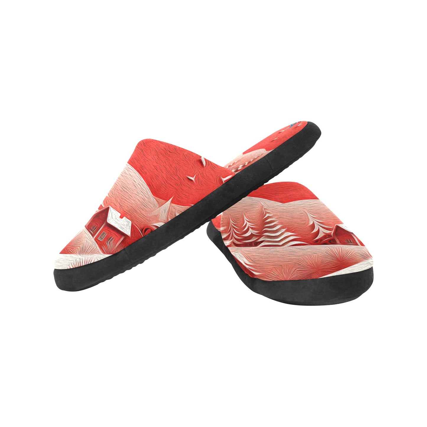 ALIM4U- Men's Comfy Christmas Scenery Slippers (Model 0601)