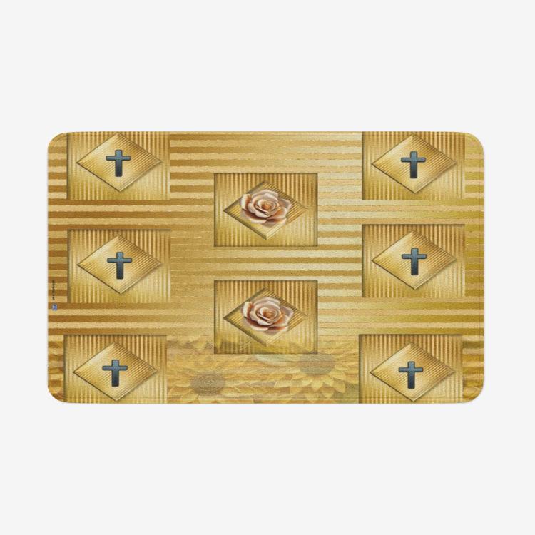 ALIM4U "Golden Cross" Microfiber Chevron Non-Slip Soft Kitchen Mat Bath Rug Doormat
