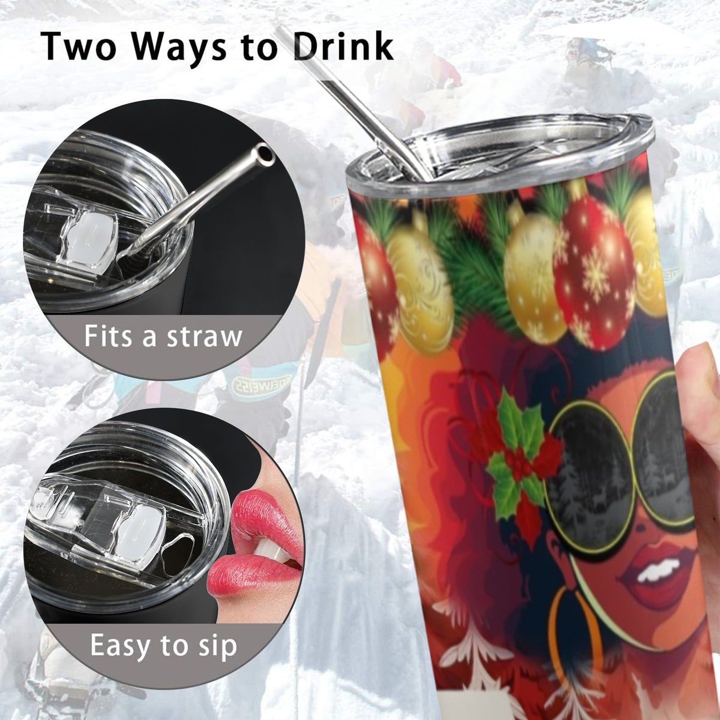 ALIM4U- A16 Drinking Cup 20 oz 20oz Tall Skinny Tumbler with Lid and Straw