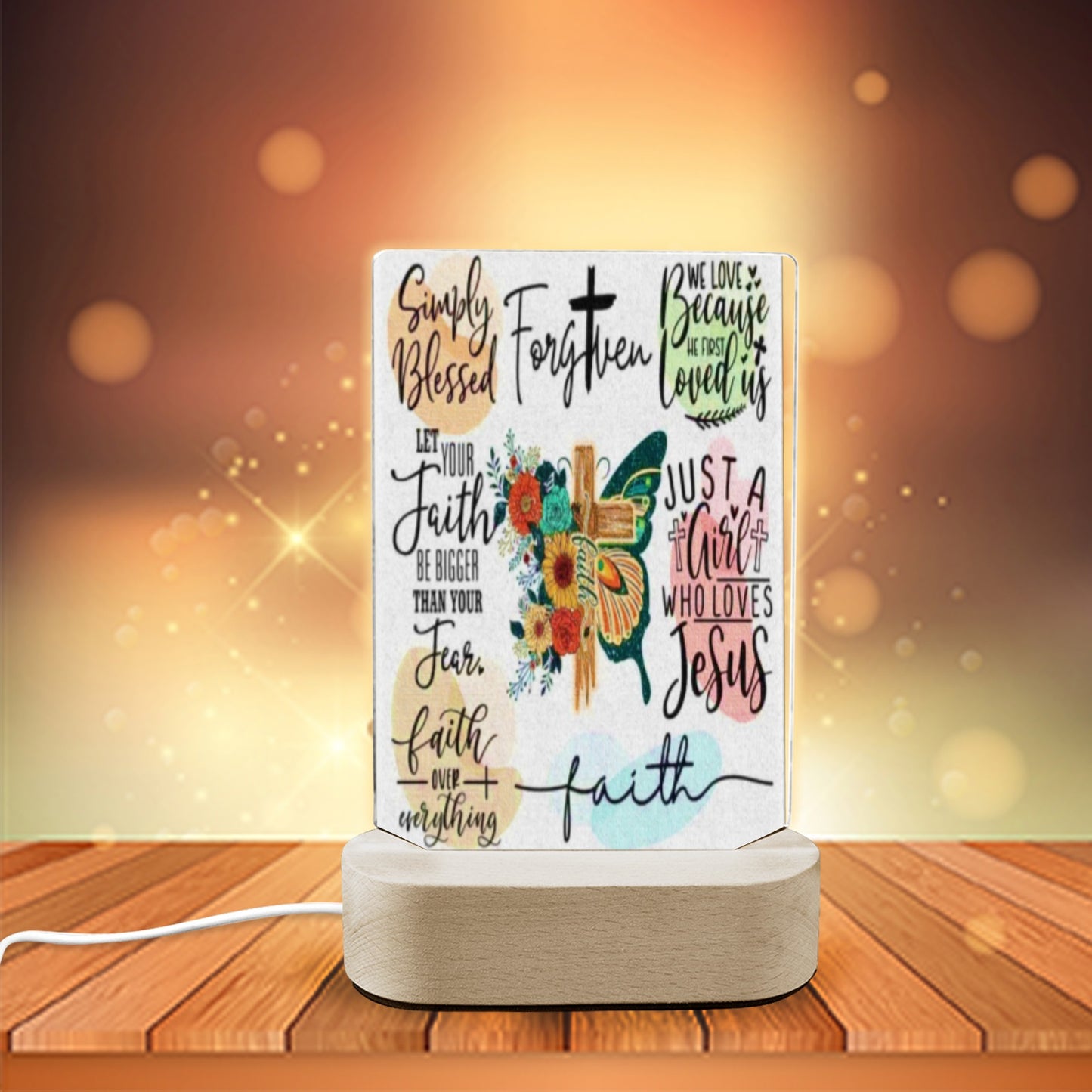 ALIM4U- Faith 4 Acrylic Photo Panel with Lighted Stand (Made in Queens)