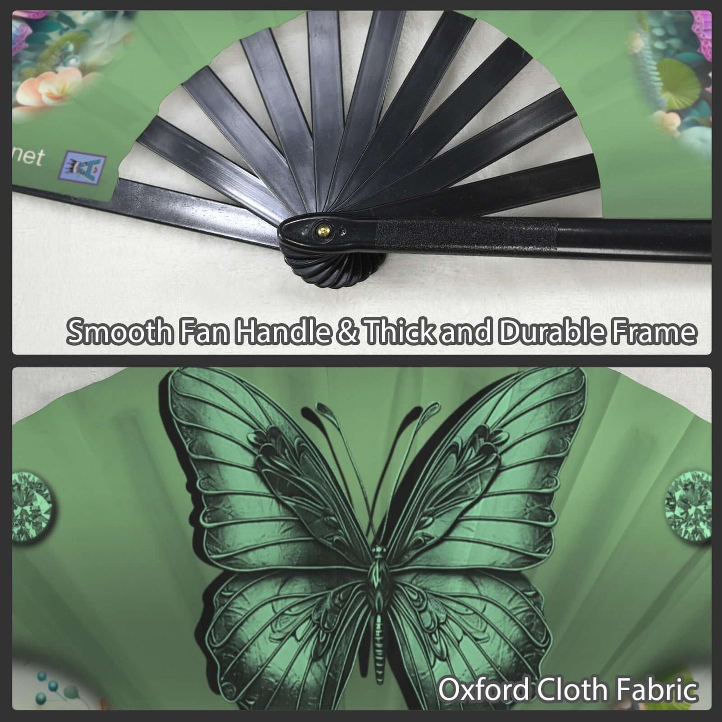 Folding Clack Fan 35 multi colored floral butterflies