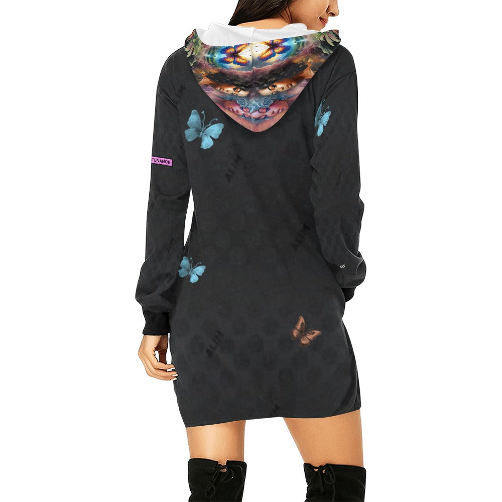 ALIM4U- Women Marijuana Smokers High Maintenance 5 Women's All Over Print Hoodie Mini Dress(Model H27)