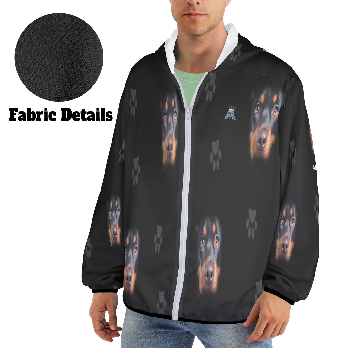 ALIM4U- Rottweiler Dog Men's Sun Protection Hoodie(Model H62)