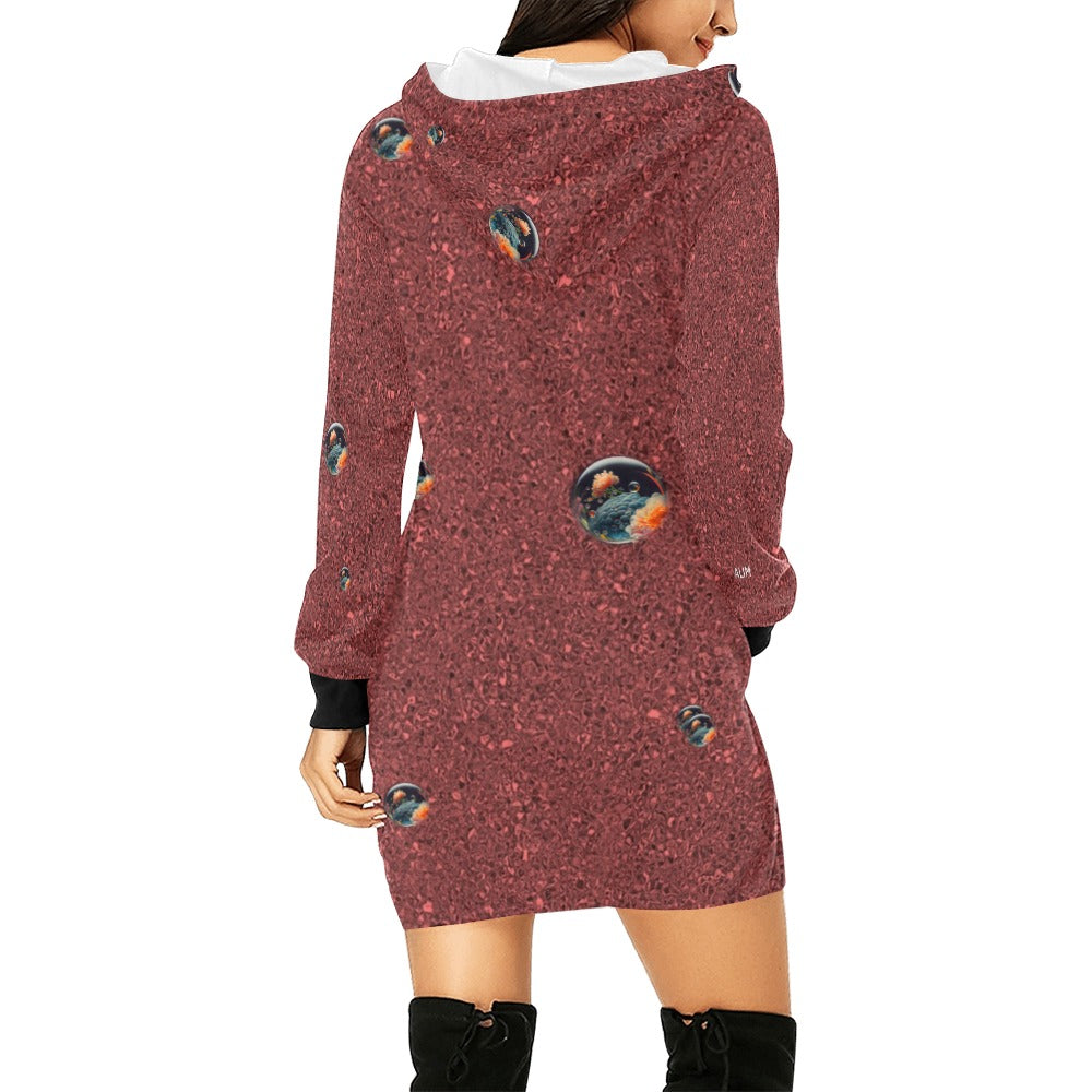 ALIM4U- Floral Bubbles Women's All Over Print Hoodie Mini Dress(Model H27)