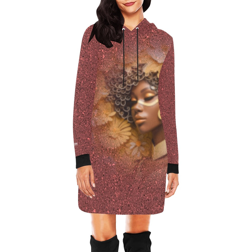 ALIM4U- Black Woman 9 Women's All Over Print Hoodie Mini Dress(Model H27)