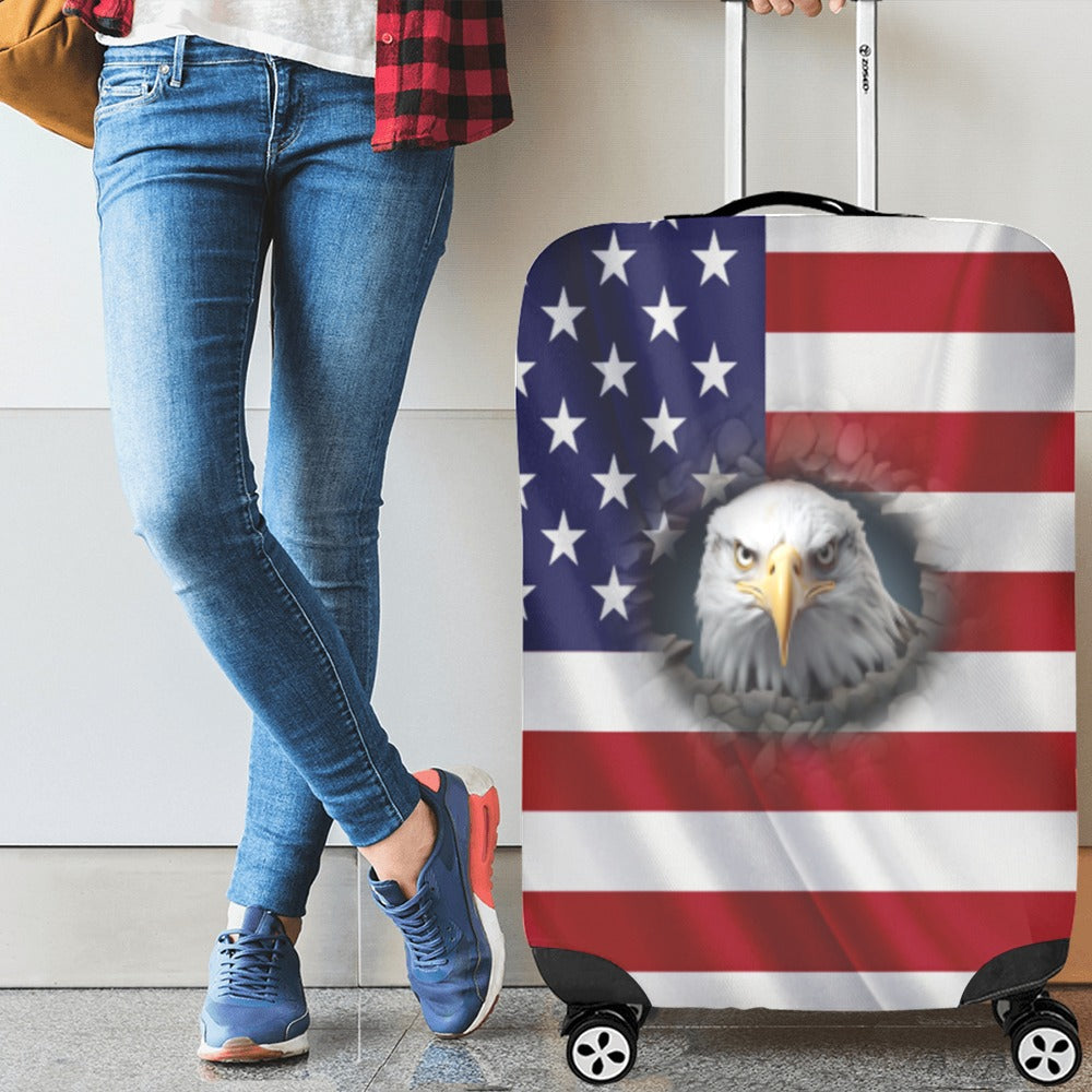 ALIM4U- American Flag and Eagle 2 Luggage Cover (Large Size) (26"-28")