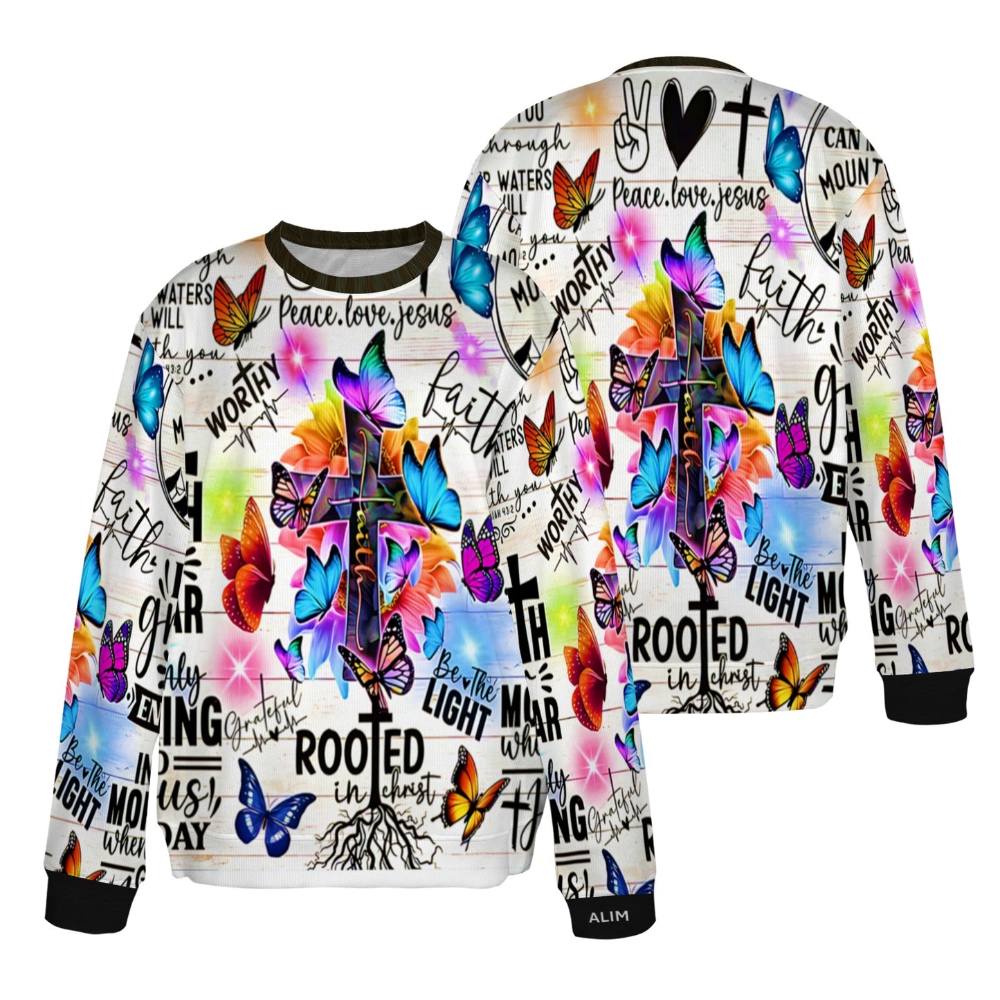 ALIM4U- Multi-Colored Faith Abstract 2 All Over Print Sweater(Large Size)