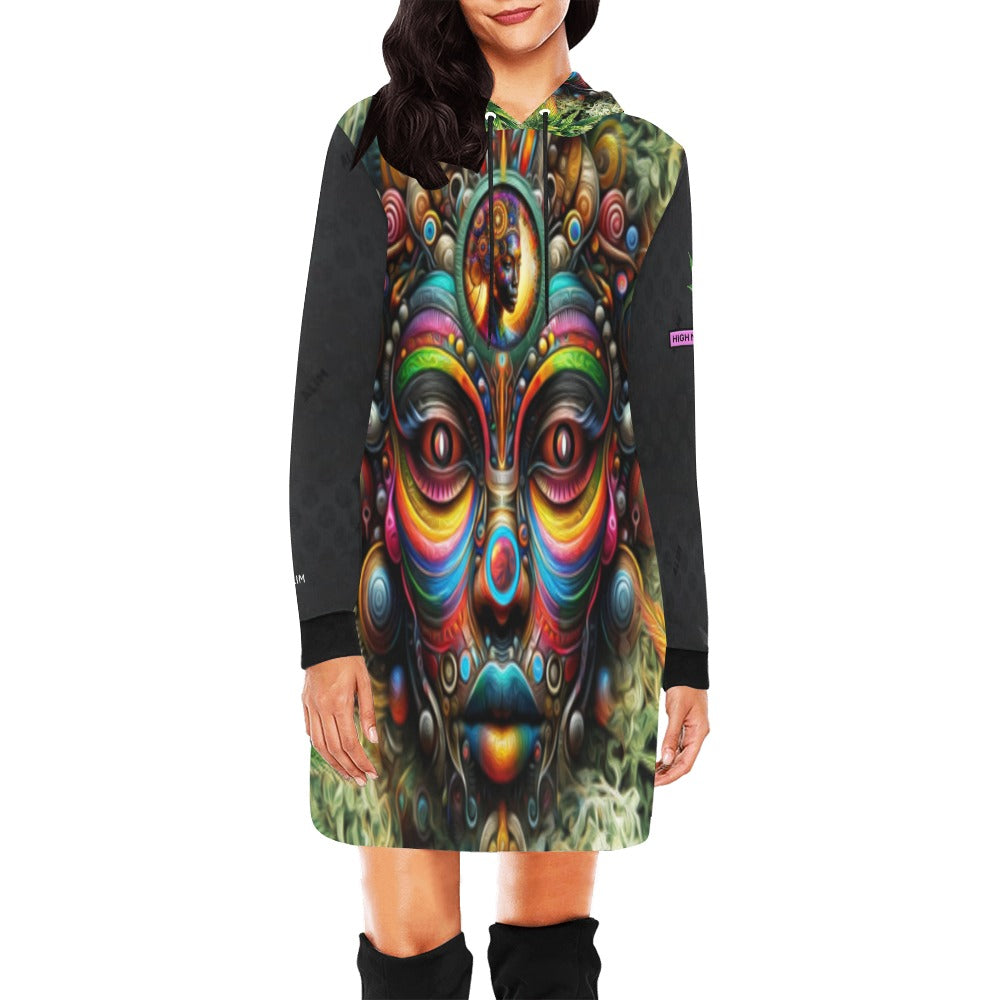 ALIM4U- Marijuana Smoking Women High Maintenance 4 Women's All Over Print Hoodie Mini Dress(Model H27)