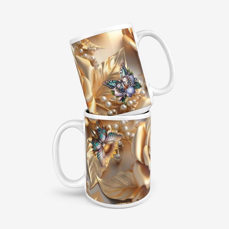 ALIM4U "Gold n Pearl" Classic Glossy Mug