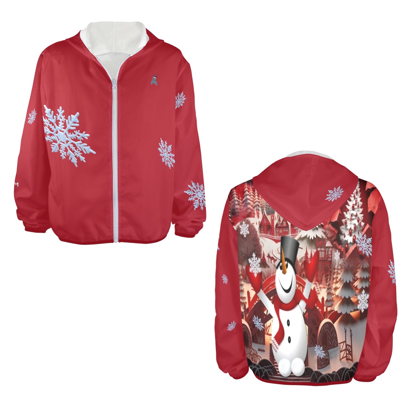 ALIM4U- (Back Image) Snowman Scene Men's Sun Protection Hoodie(Model H62)