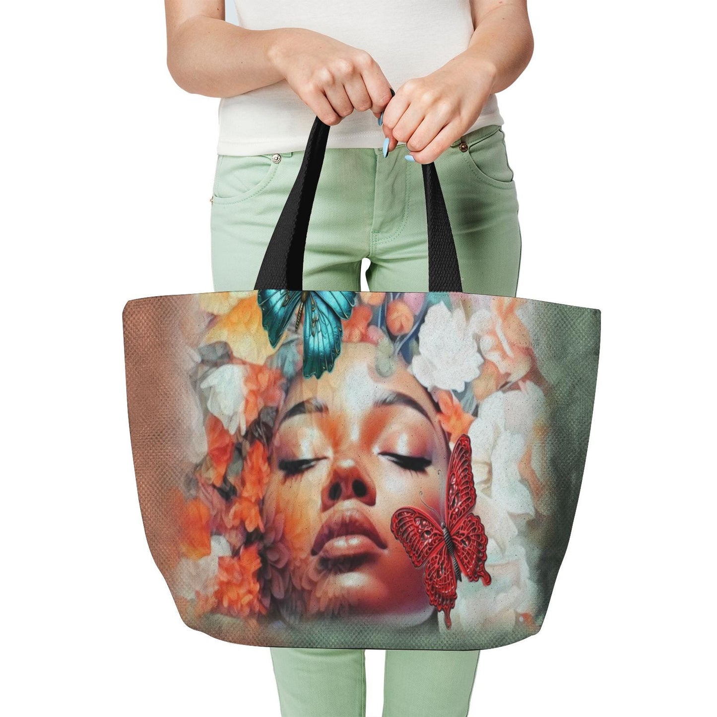 ALIM4U "Blossom" Heavy Duty and Strong Natural Canvas Tote Bags