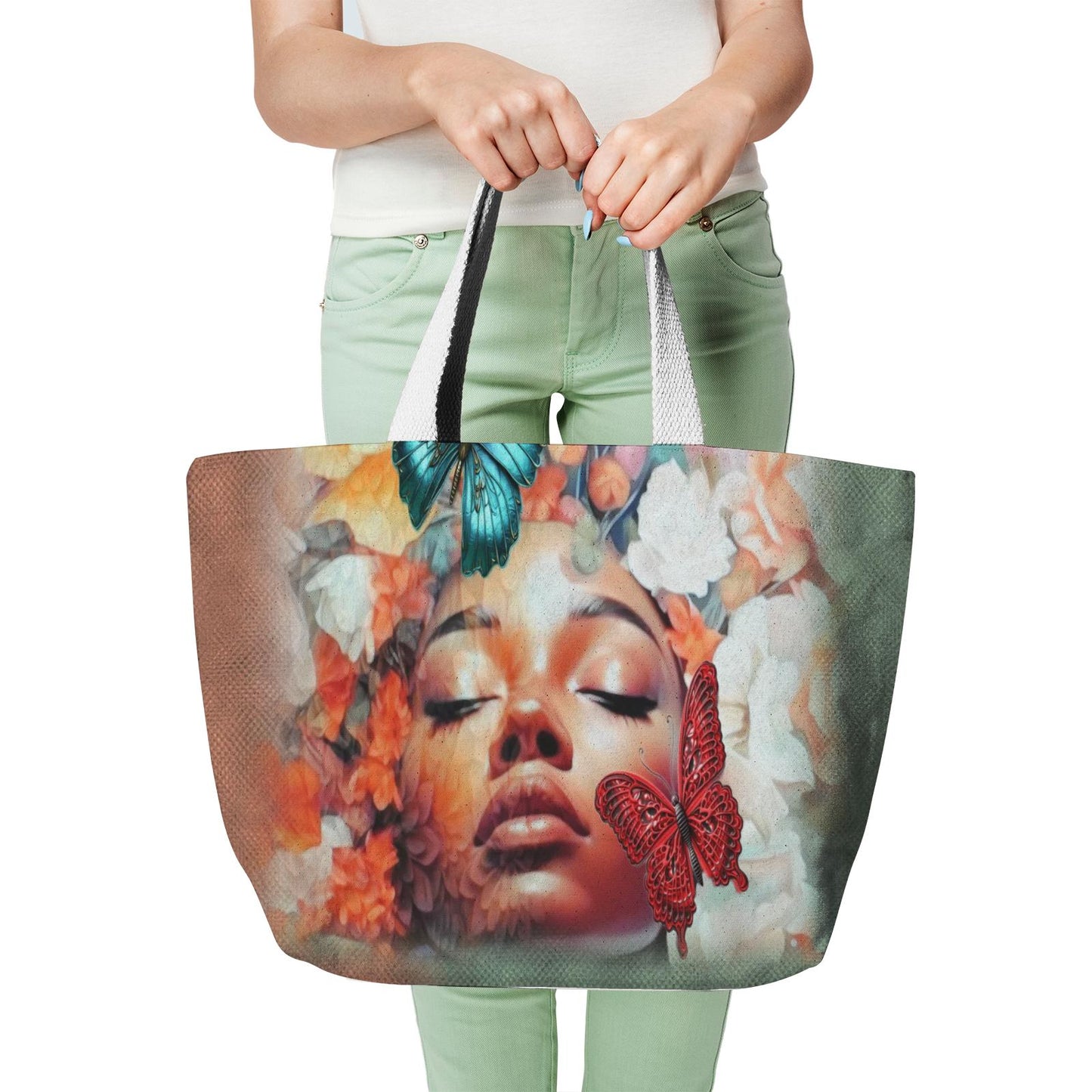 ALIM4U "Blossom" Heavy Duty and Strong Natural Canvas Tote Bags