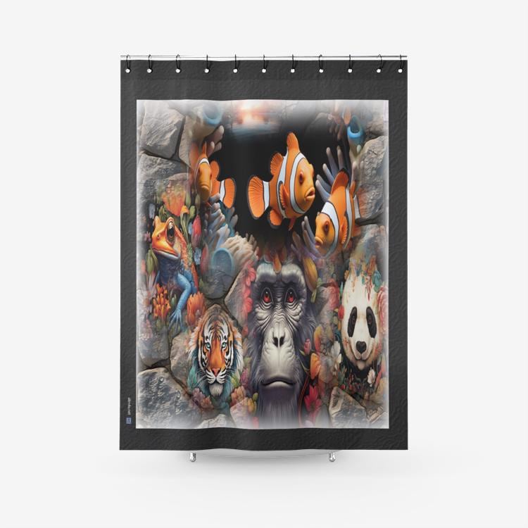 ALIM4U "Sea Island Rocks" Textured Fabric Shower Curtain Printed Bathroom Curtains