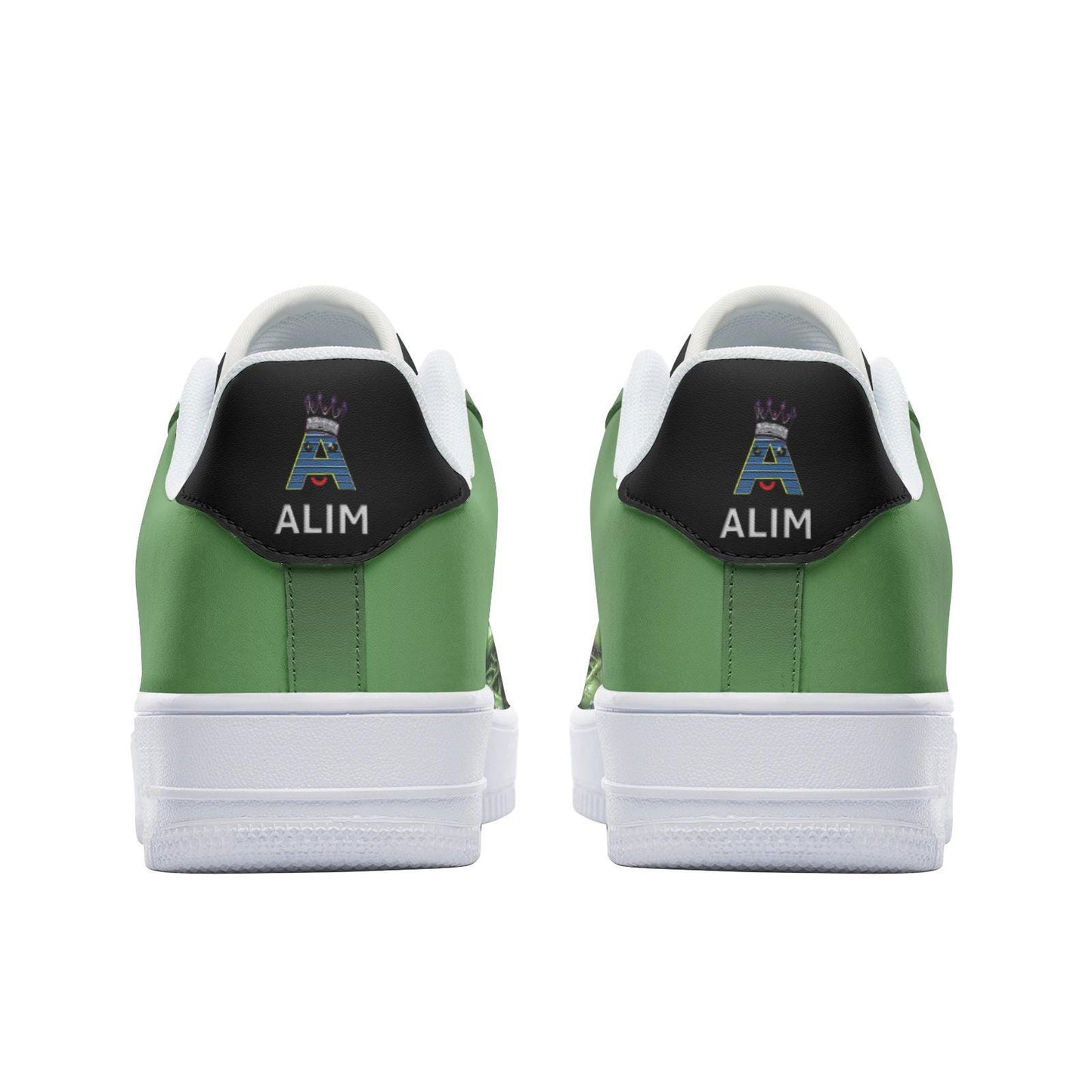 ALIM4U "Mean Green" Unisex Low Top Leather Sneakers