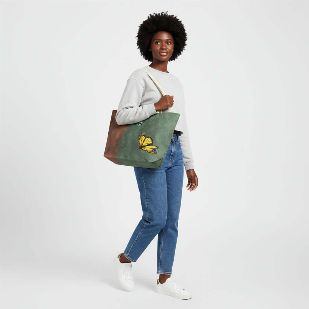 ALIM4U "Blossom" Heavy Duty and Strong Natural Canvas Tote Bags