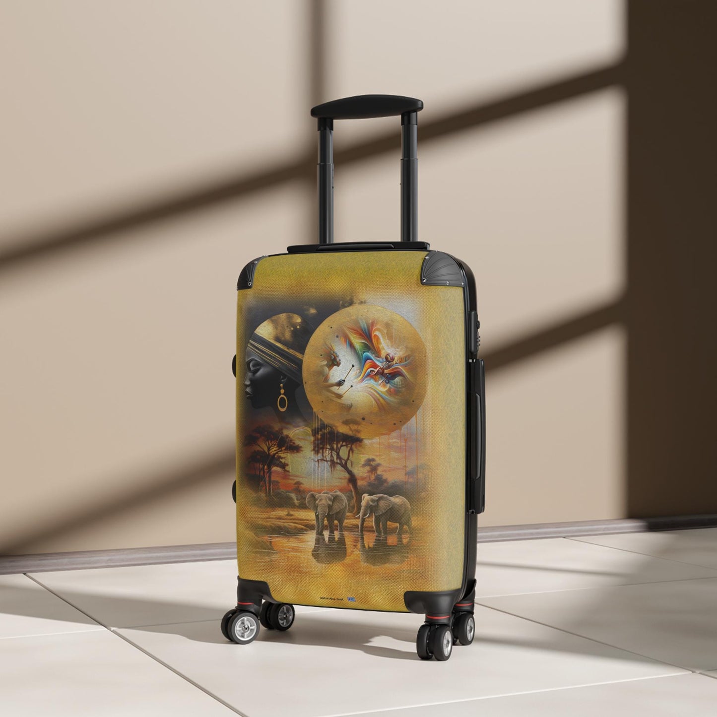 Suitcases, African Sunset Drummer Woman Headdress, Travel Luggage Bag, Weekend Getaway, Wanderlust Gift, Vacation Souvenir, African Safari