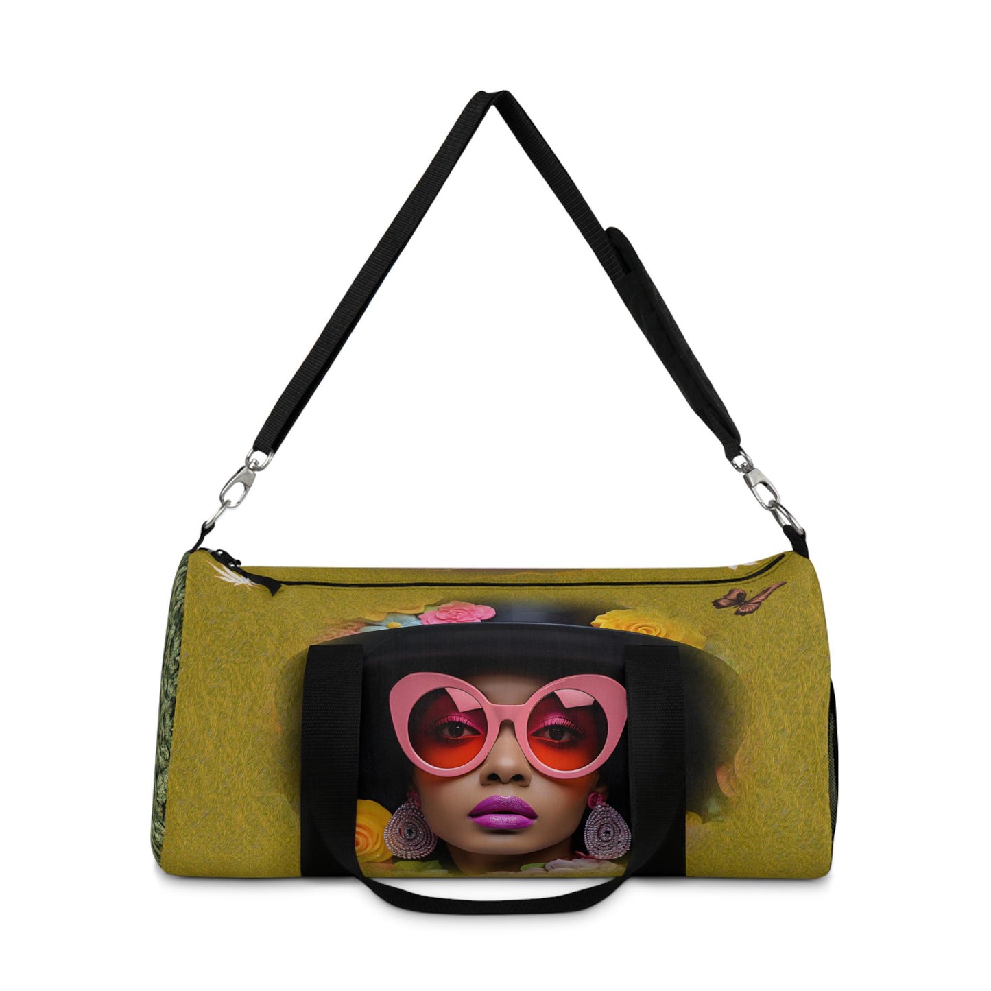 ALIM4U- Golden Sunset Marijuana Duffel Bag, Black Girls Smoke Field of Trees, Weed Lovers Carryall, Cannabis Travel Tote
