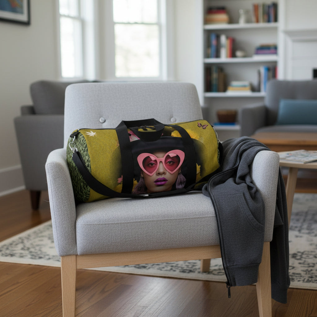 ALIM4U- Golden Sunset Marijuana Duffel Bag, Black Girls Smoke Field of Trees, Weed Lovers Carryall, Cannabis Travel Tote