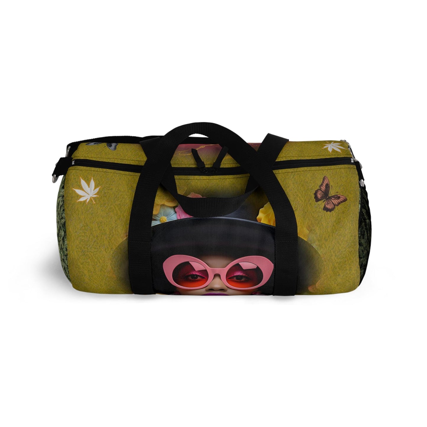 ALIM4U- Golden Sunset Marijuana Duffel Bag, Black Girls Smoke Field of Trees, Weed Lovers Carryall, Cannabis Travel Tote