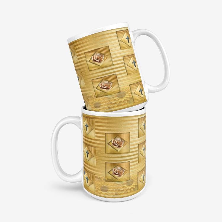 ALIM4U "Golden Cross" Classic Glossy Mug