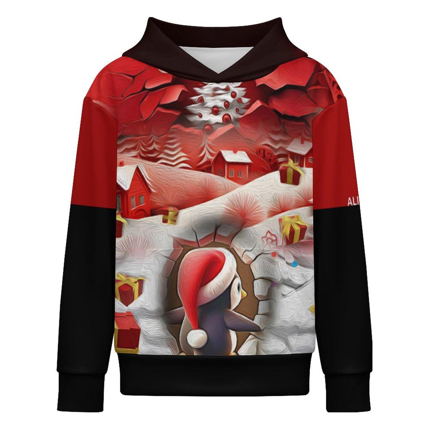 ALIM4U Christmas Children's Hooded Sweatshirt without Drawstrings