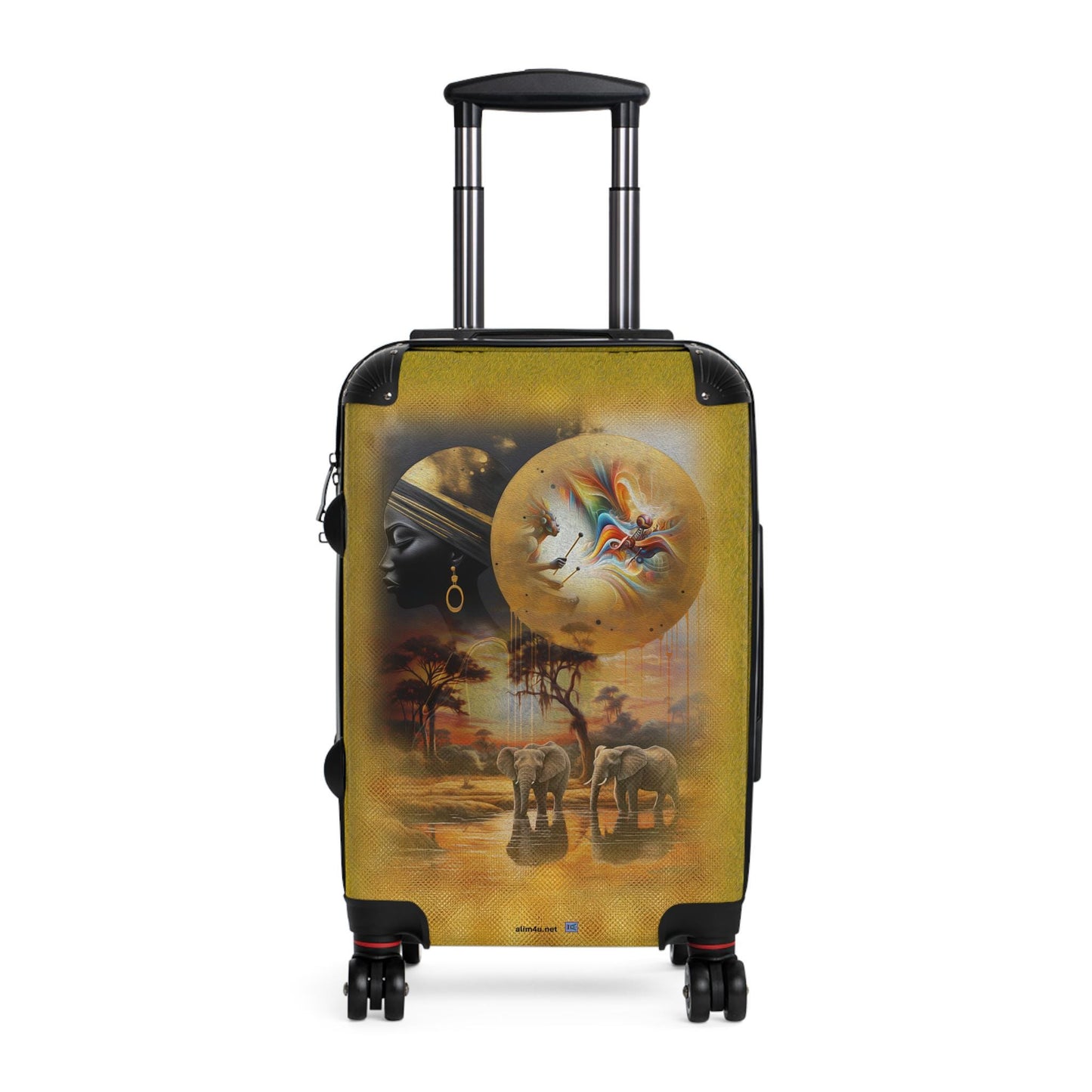Suitcases, African Sunset Drummer Woman Headdress, Travel Luggage Bag, Weekend Getaway, Wanderlust Gift, Vacation Souvenir, African Safari