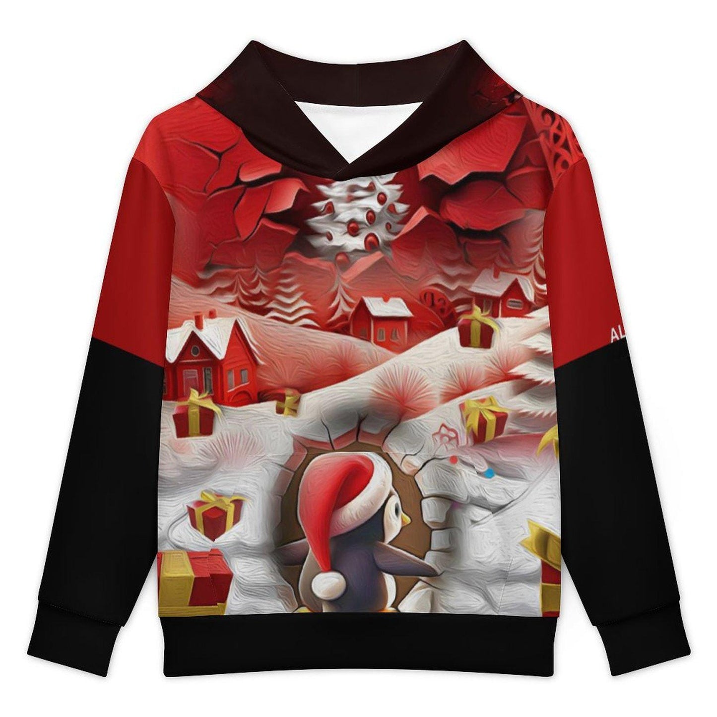 ALIM4U Christmas Children's Hooded Sweatshirt without Drawstrings