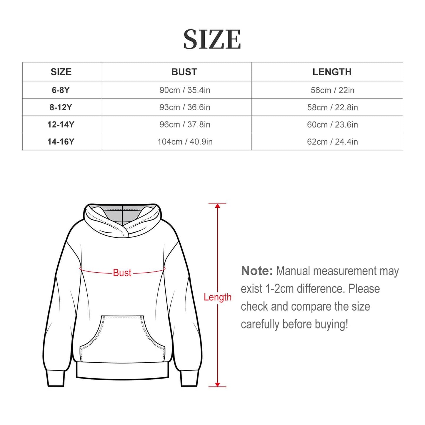 ALIM4U Christmas Children's Hooded Sweatshirt without Drawstrings