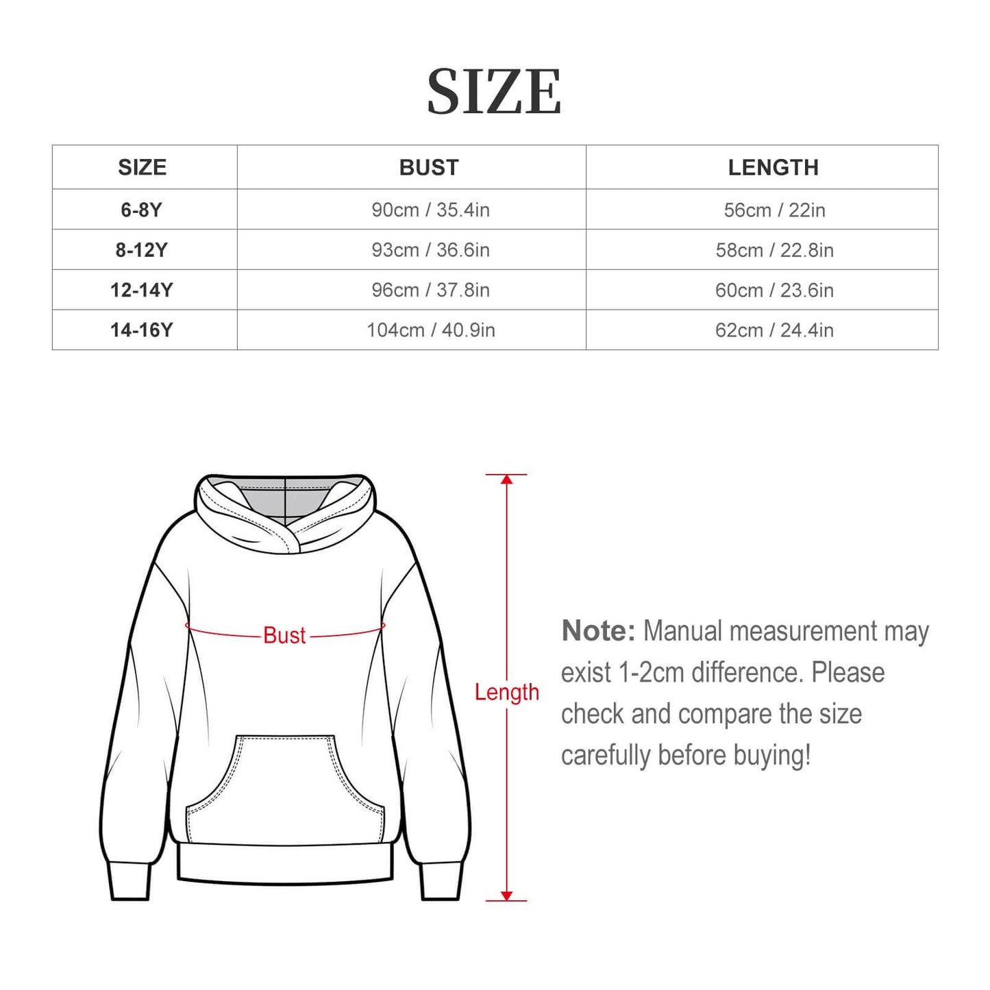 ALIM4U Children's Hooded Sweatshirt without Drawstrings (All-Over Printing)