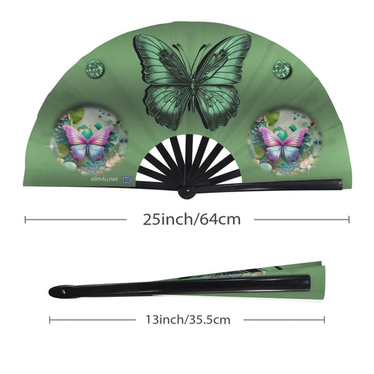 Folding Clack Fan 35 multi colored floral butterflies
