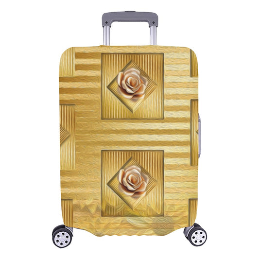 ALIM4U- Roses and Crosses on Gold Luggage Cover (Large Size) (26"-28")