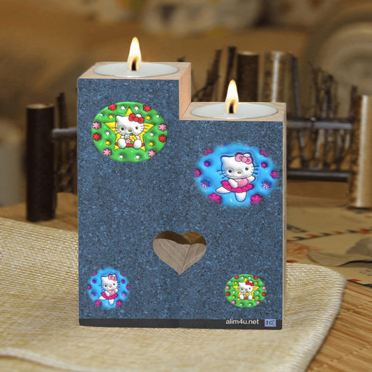 ALIM4U-KitKat Blue Wooden Heart Candle Holder