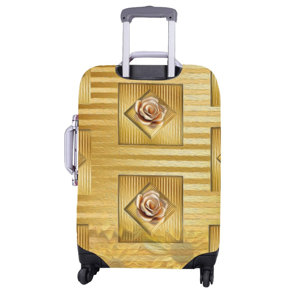 ALIM4U- Roses and Crosses on Gold Luggage Cover (Large Size) (26"-28")