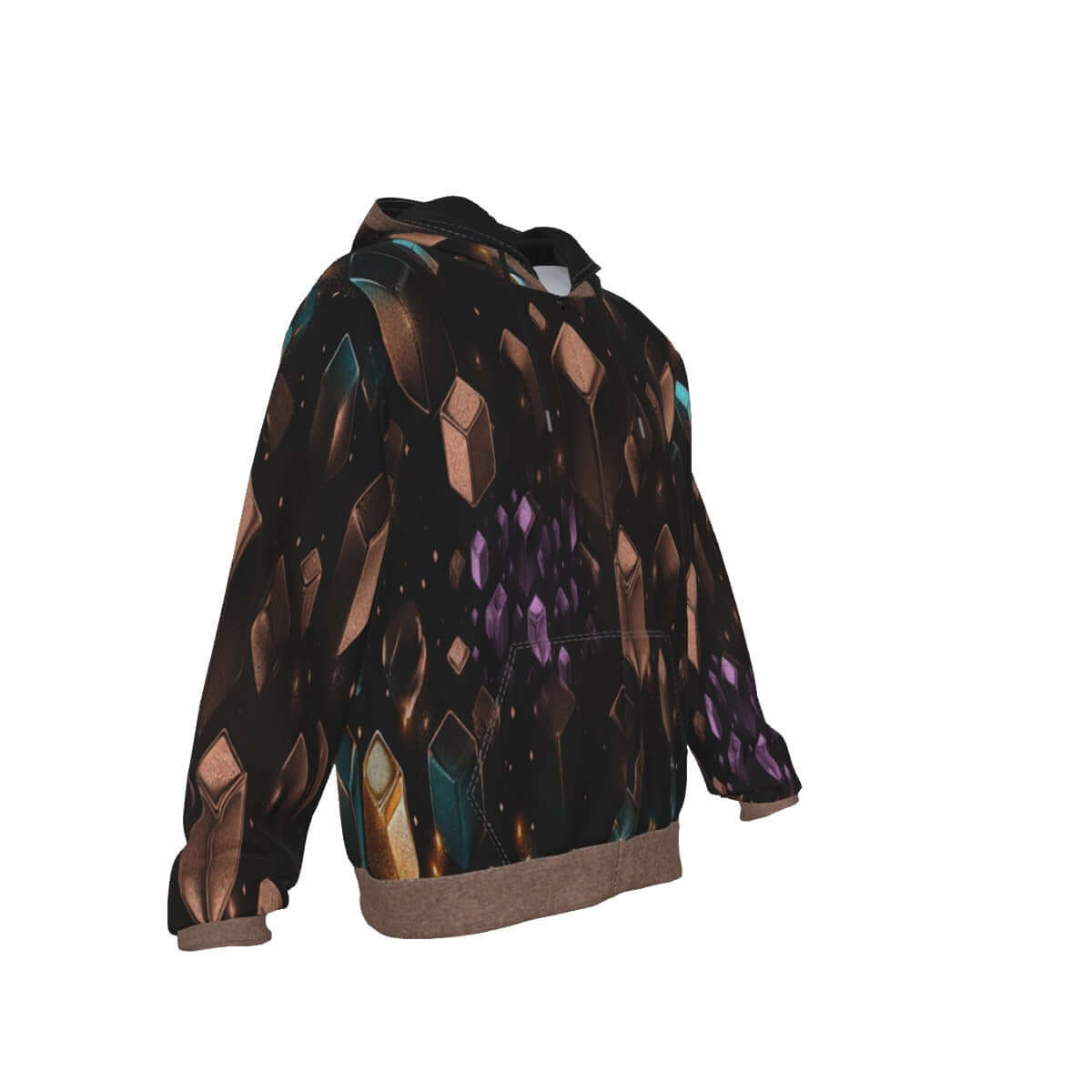 Black zip up hoodie Multi-colored Shapes 3D images 