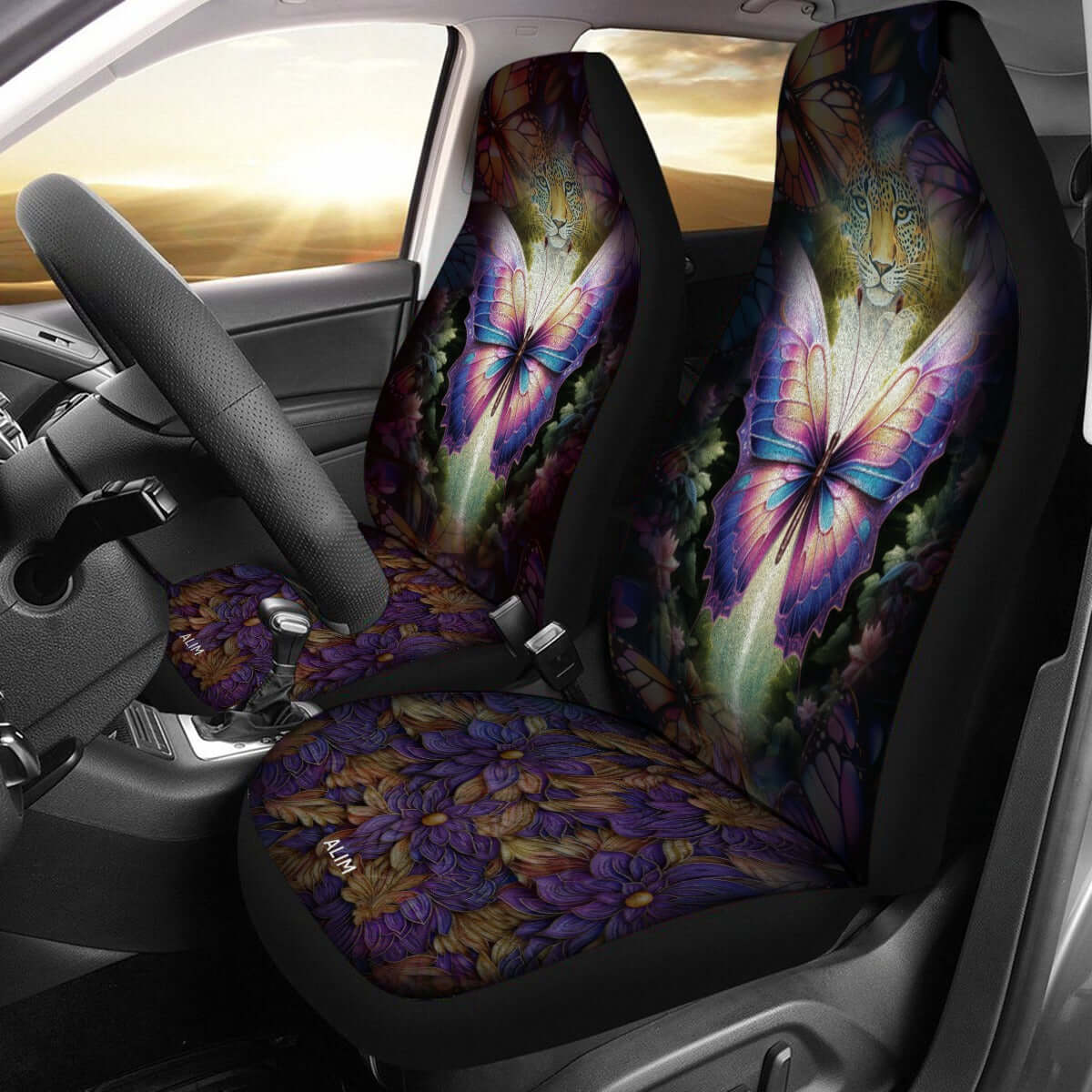 Car Seat Covers Multi-Colored Butterfly and Floral Design 