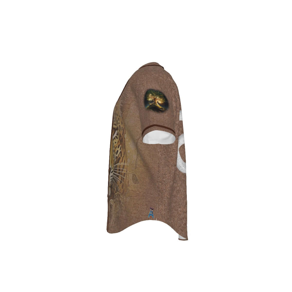 Brown balaclava with animal designs on a white background