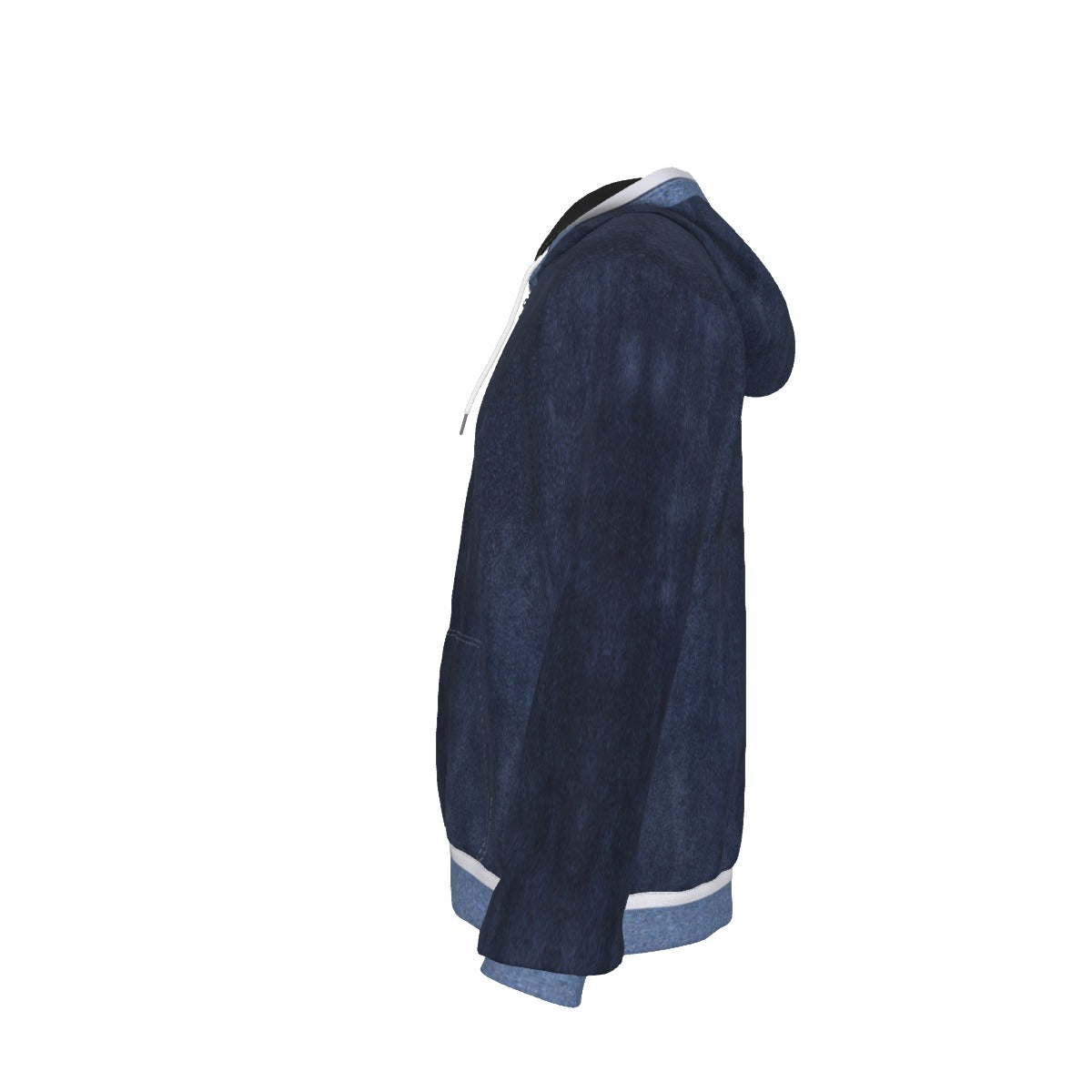 ALIM4U- Blue and White Zip Up Hoodie With Pocket