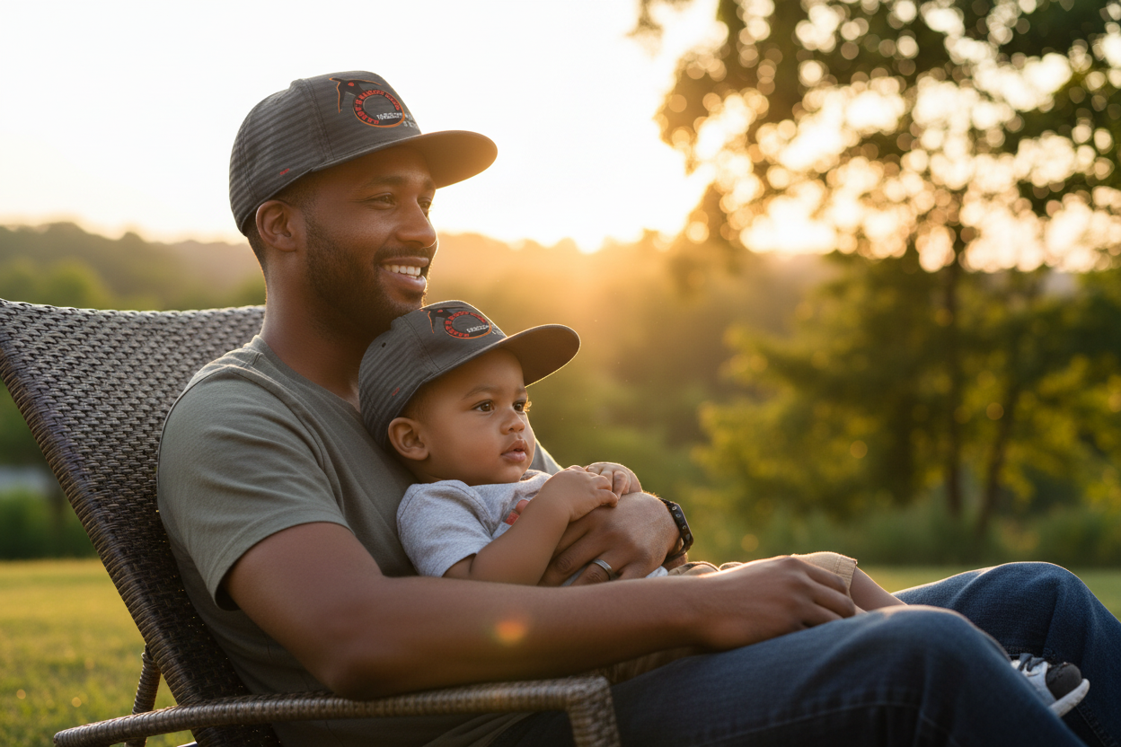 Gray cap with orange and white text and design on a white background